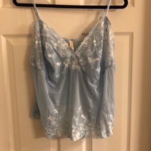 Light blue floral embroidered chemise